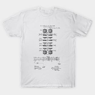 Railway Telegraph Vintage Patent Hand Drawing T-Shirt